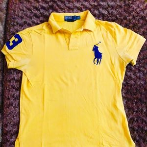 Yellow polo Ralph Lauren large blue rider